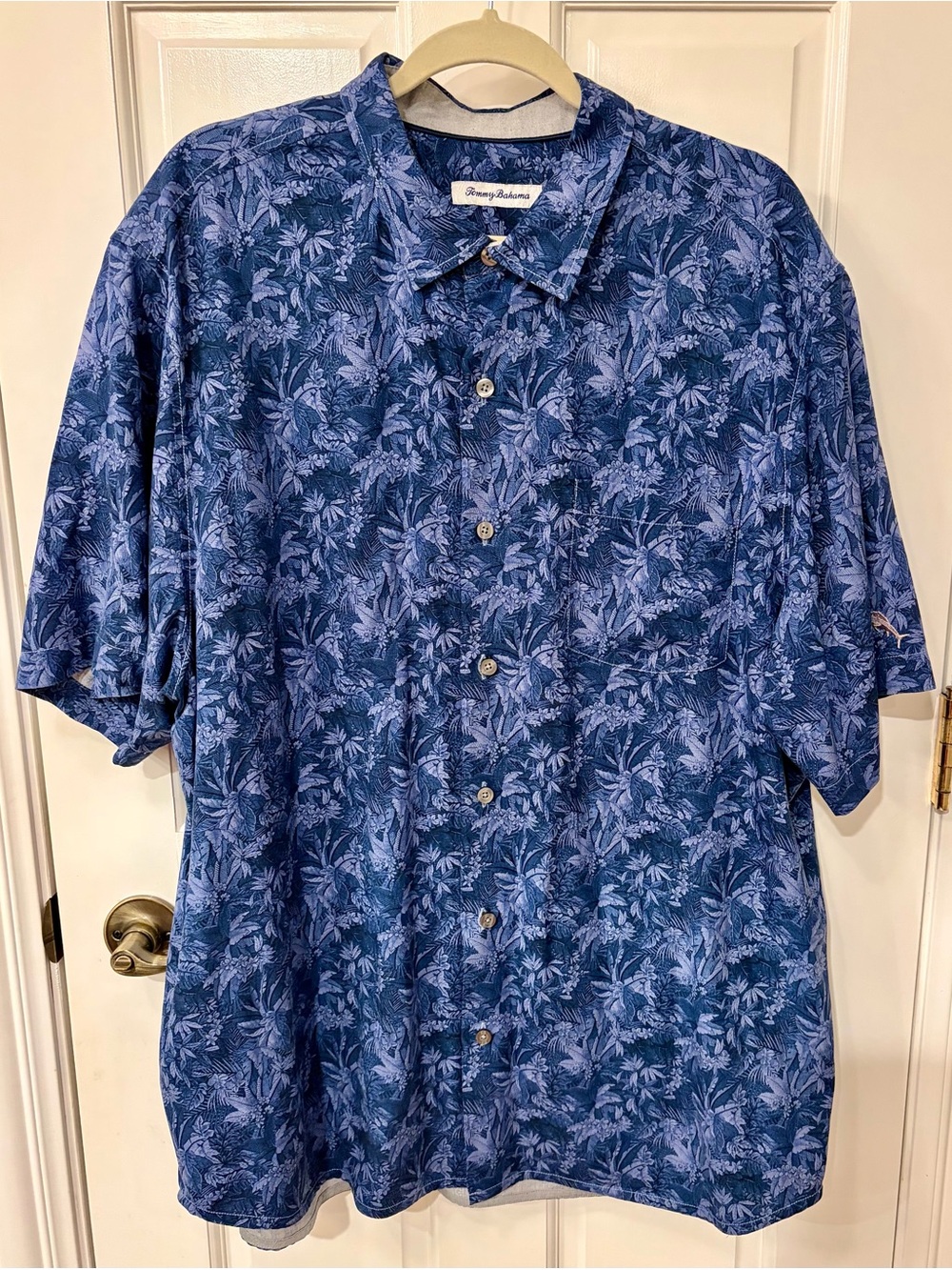Tommy Bahama Silk Jungle Camp Tropical-Leaf Short Sleeve Button Shirt XLT